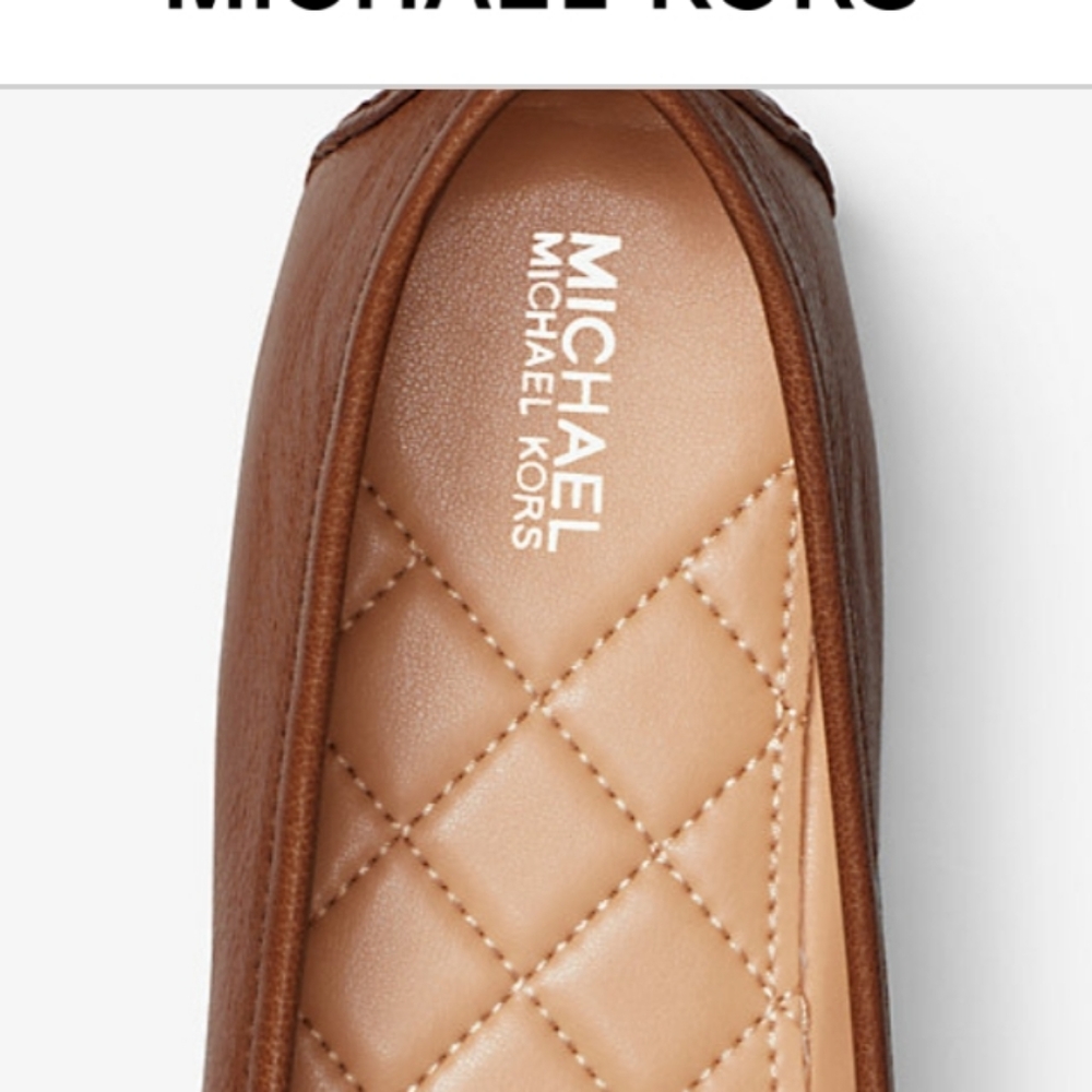 Nitb Michael Kors Lilly MK logo leather ballet flats luggage brown and g… - Picture 13 of 13